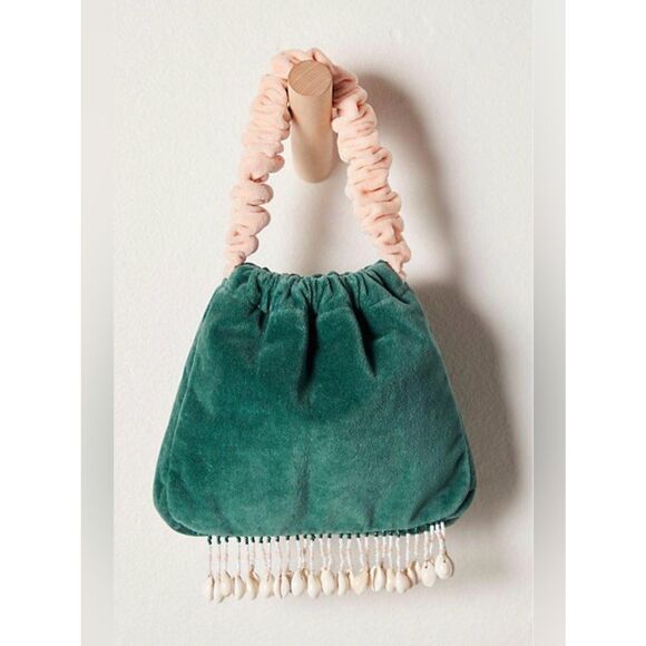 Free People Handbags - Free People Vancouver Velvet Clutch with shell-fringe. Pouch Purse